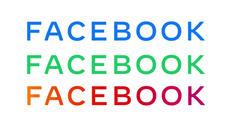 FACEBOOK in blue, green, and multicolored lettering