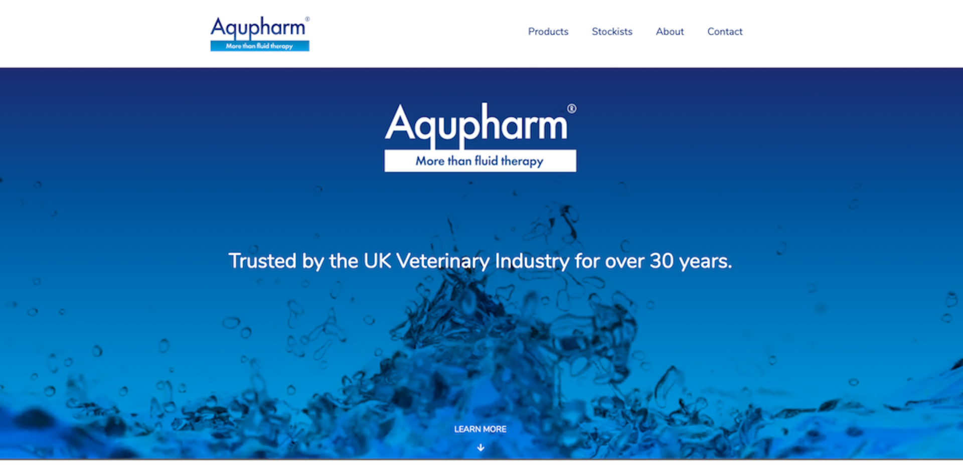 Aqupharm hero banner with the message “Trusted by the UK Veterinary Industry for over 30 years.”