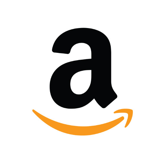Amazon logo with a black lowercase “a” and orange smile arrow.